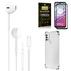 Capa Capinha Moto G20 + Fone de Ouvido Tipo C de alta qualidade + Pelí