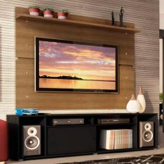 Rack Madesa Cancun e Painel para TV até 65 Polegadas - Preto/Rustic, P