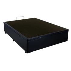 Cama Box Baú Casal Premium AColchões Corino Preto 41x138x188
