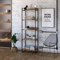 Estante para Livros Industrial 187cmx60cm 5 Prateleiras Kuadra - Compa