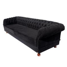 Dois Sofás Chesterfield Duque 3 lugares 2M - Suede Preto / sala de est