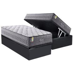 Conjunto Box Baú Solteiro: Colchão Espuma Anjos Versalhes Pillow In + Base crc Suede Gray(88x188)