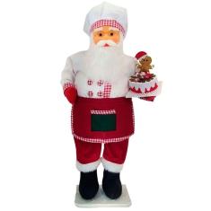 Boneco Natalino Papai Noel Confeiteiro Cozinha Chefe De 90cm