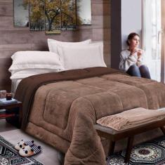 Coberdrom Casal Pele De Carneiro Sherpa Dupla Face Columbia Marrom Cas