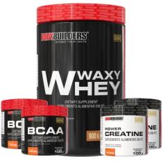 Kit Whey Protein Waxy Whey Pote 900g 2x BCAA 100g 2x Power Creatina 10