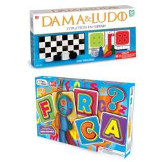 Jogo de Tabuleiro Completo: Forca, Dama e Ludo em um Único Kit - NIG