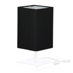 Abajur Eros Quad Preto com Base Inox toda Branca - MARRYLUZ