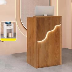 Mesa de recepção, balcão de varejo para caixa de compras, mesa de recepção de varejo, mesa de boas-vindas moderna, com luzes e gavetas com trava, para salão, recepção, escritório, supermercado,