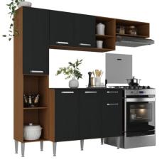 Armário de Cozinha Compacta Smart Multimóveis Mp2220 Madeirado/preto
