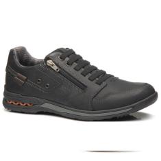 Tenis Masculino Cano Curto em Couro com Ziper Lateral Sapatenis Pegada 114858-Masculino