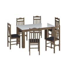 Conjunto Mesa de Jantar Fixa com 4 Cadeiras Assento Estofado Móveis Canção - Ameixa Negra / Preto