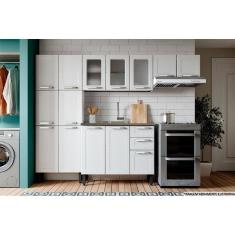 Cozinha Completa Múltipla 4 Peças (2 Armários + 1 Balcão + 1 Paneleiro) C4P76 Branco - Bertolini