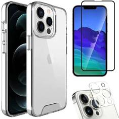 Kit Capa Capinha Transparente + Película 3D Vidro + Película Câmera Tr