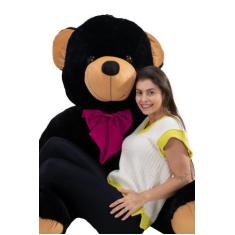 Urso De Pelúcia Gigante Teddy 1,70m - 307 - Luck Baby , Preto com laço