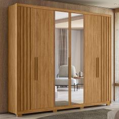 Guarda Roupa Casal 6 Portas Com Espelho 4 Gavetas Freijó Araguaia - Moval