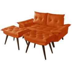 Sofa Bariloche 2 Lugares Duas Banquetas Material Sintético - Essencial