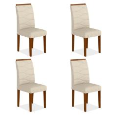 Kit 04 Cadeiras Vitória Wood Cinamomo/ Bege - Moveis Arapongas