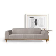 Sofá Living átila 2,30m 4 Lugares Em Veludo Bege