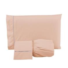 Jogo de Lençol Queen 3 Peças Percal 400 Fios Ponto Palito - Linda Casa