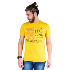 Camiseta Mister Fish Estampado Stay Strong Ney York City Masculina-Masculino