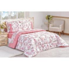 Kit Edredom Naturale King 3 Peças 200 Fios Rosa Serene