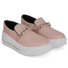 Tênis Feminino Slip On Elástico Sola Plataforma Casual Leve