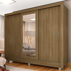 Guarda Roupa Casal Vivian 3 Pts Espelho Menor Boreal - Moveis Arapongas