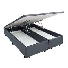 Cama Box Cosmopolita Baú King Size Camurça Grafite 193x203 (Bipartido) - King Size