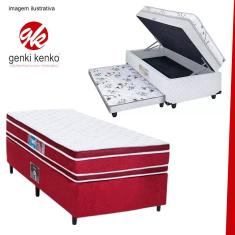 Cama Box Bau Conjugada Mola Solteiro Com Auxiliar Ortopedica Suede (110Kg -)