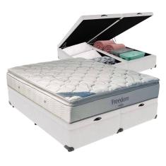 Cama Box Com Baú King E Colchão Freedom Ortobom D33 Cor:branco