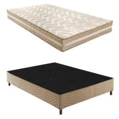 Box Casal Florença 42x138x188cm com Colchão Casal Quality D33 Duoface 26x138x188cm Rustico Bege