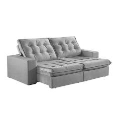 Sofá 3 Lugares Retrátil E Reclinável Martins M-165 Veludo Cinza