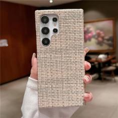 Capa de telefone em tecido de couro PU com padrão colorido para Samsung S24 Ultra S22 S23 Plus capa protetora fosca à prova de choque, cáqui, para Samsung S24Ultra