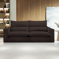 Sofá 4 Lugares Martinho Retrátil 20585 Veludo Marrom  - Celflex