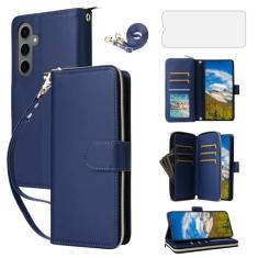 Asuwish Capa de celular para Samsung Galaxy S24 Plus S24+ 5G com protetor de tela de vidro temperado e carteira com zíper, compartimento para cartão, suporte, acessórios para celular S24plus 24S + S