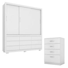 Cômoda Astral e Guarda Roupa Casal Detroit Branco - Demóbile