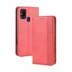 Capa para Samsung Galaxy M31, carteira com suporte de couro, capa flip para Samsung Galaxy M31, capa magnética retrô para celular, capa carteira com compartimentos para cartões