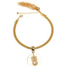 Pulseira Berloque Pedagogia Professora Coruja Folheado 18k