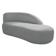 Divã Recamier Curvo Luna 185cm Lado Direito Bouclé - Amarena Móveis Cor Cinza