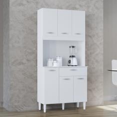Cozinha Compacta 6 Portas 1 Gaveta Cassia Poquema - Branco