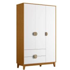Guarda Roupa Ipê 3 Portas 2 Gavetas Albatroz, Cinamomo/Branco