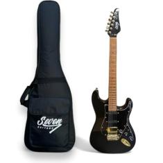 Guitarra Strato Seven Sgt-270 Preta Traste Inox com Bag