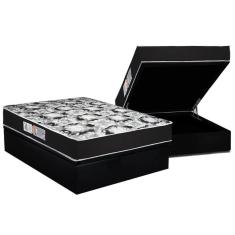 Cama Box Baú Casal: Colchão Espuma D45 Luckspuma Gran Luck Pro + Base Crc Suede Black(138X188)