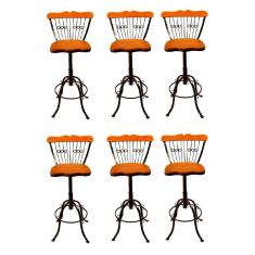 Kit 6 Banquetas Bistrô Alta Giratória