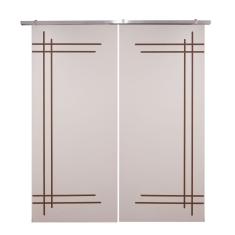 Porta Dupla Branco Prime Frisada Kit Alumínio F05 - 210x180