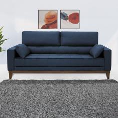 Sofá 4 Lugares Linoforte Blazer Com Revestimento Em Linho Marinho