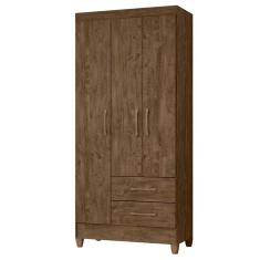 Guarda Roupa Solteiro Lima 3 Portas Castanho Wood - Moval