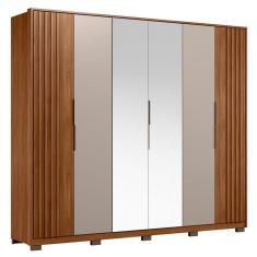 Guarda Roupa Casal Ripado Atrice 6 Portas Nogueira Nude Prime Tx Com Espelho E Pés Demóbile ? Demartêz