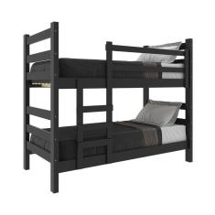 Beliche Madeira Maciça - Vira 2 Camas - Com Colchões Inclusos Dubai Multimóveis Vcr4158 Preto Preto