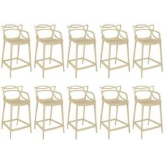 Kit 10 Banquetas Média Allegra 66cm Design Cozinha/Bancada - Nude - Ma